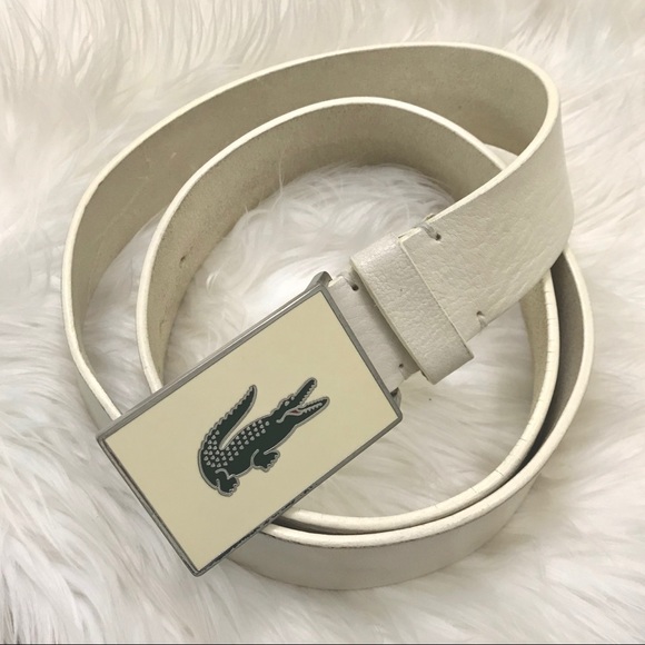 white lacoste belt